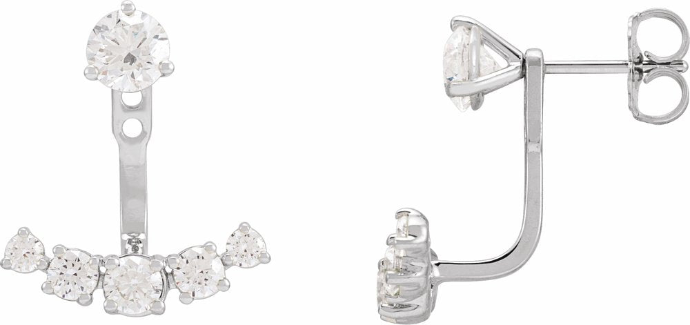 14K White 1 CTW Lab-Grown Diamond Curved Bar Earring Jackets