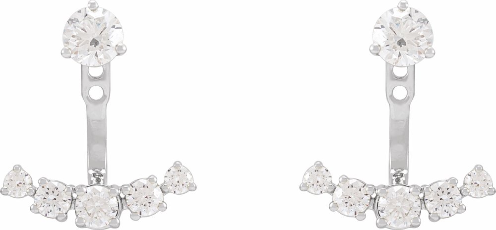 14K White 1 CTW Lab-Grown Diamond Curved Bar Earring Jackets