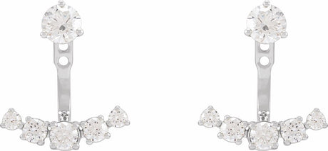 14K White 1 CTW Lab-Grown Diamond Curved Bar Earring Jackets