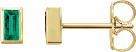 14K Yellow Gold Natural Emerald Bezel-Set Earrings