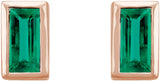14K Yellow Gold Natural Emerald Bezel-Set Earrings
