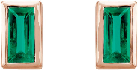 14K Yellow Gold Natural Emerald Bezel-Set Earrings