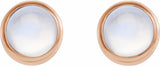 14K Rose Gold Natural Rainbow Moonstone Bezel-Set Earring