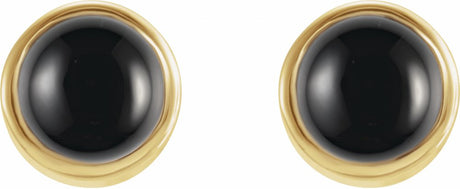 14K Yellow Gold Natural Black Onyx Bezel-Set Earrings
