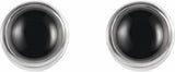 14K White Gold Natural Black Onyx Bezel-Set Earrings