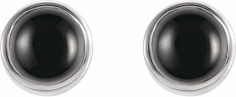 14K White Gold Natural Black Onyx Bezel-Set Earrings