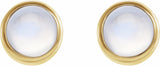 14K Yellow Natural Rainbow Moonstone Bezel-Set Earring