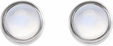 14K White Natural Rainbow Moonstone Bezel-Set Earring