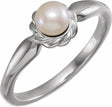 Sterling Silver 5-5.5 mm Cultured White Freshwater Pearl Ring 