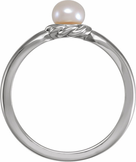 Sterling Silver 5-5.5 mm Cultured White Freshwater Pearl Ring