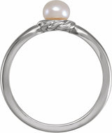 Sterling Silver 6-6.5 mm Cultured White Freshwater Pearl Ring