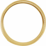 14K Yellow Gold 6 mm Milgrain Stepped-Edge Herringbone Pattern Half Round Band Size 10