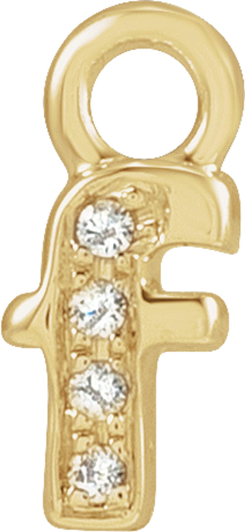 14K Yellow Petite Pavé™ .01 CTW Natural Diamond Initial F Dangle