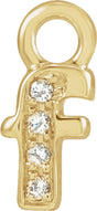 14K Yellow Petite Pavé™ .01 CTW Natural Diamond Initial F Dangle