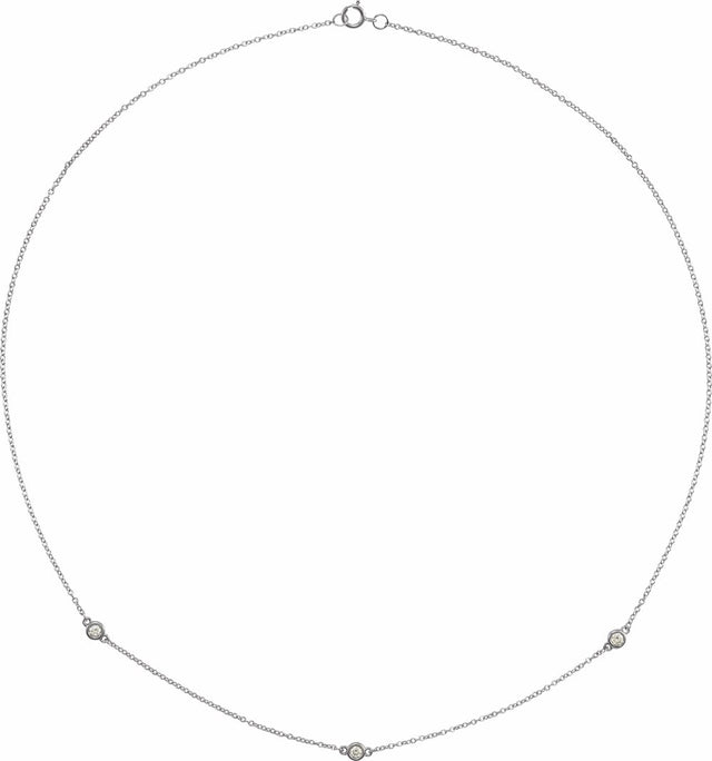 14K White 1/5 CTW Natural Diamond 3-Station 18" Necklace
