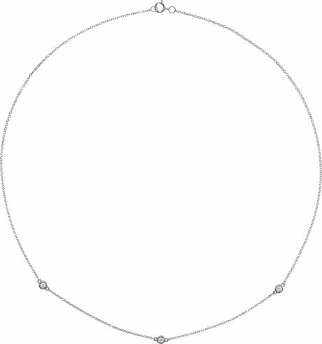 14K White Gold 1/5 CTW Lab-Grown Diamond 3-Station 18" Necklace