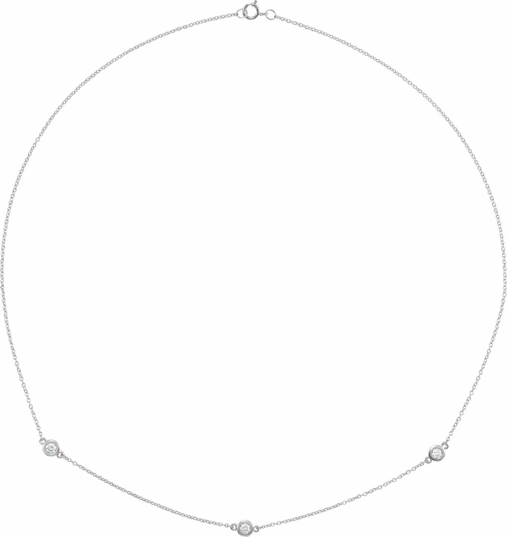 14K White Gold 1/3 CTW Lab-Grown Diamond 3-Station 18" Necklace