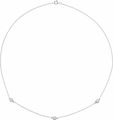14K White 1/3 CTW Lab-Grown Diamond 3-Station 18" Necklace