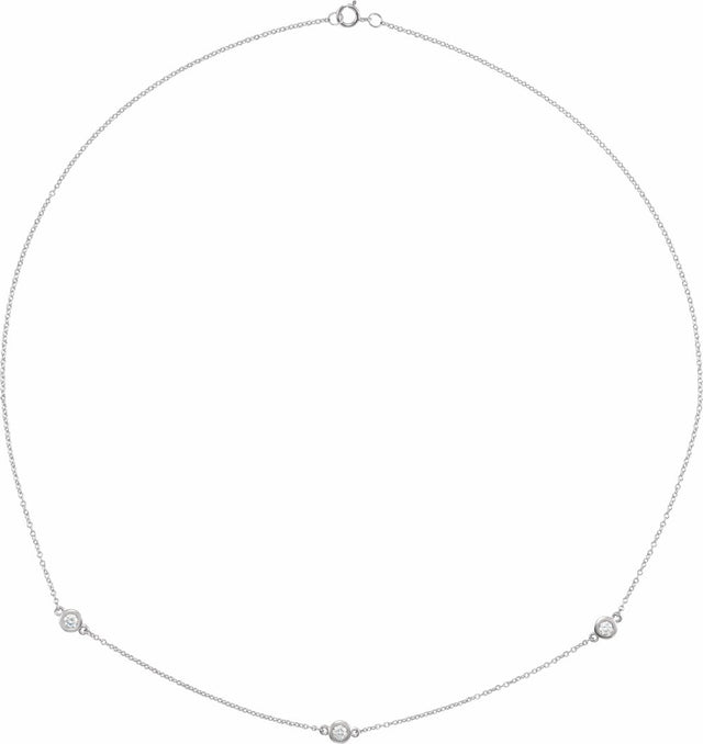 14K White Gold 1/3 CTW Natural Diamond 3-Station 18" Necklace