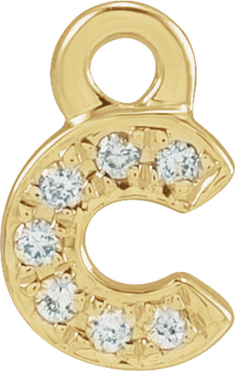 14K Yellow Petite Pavé™ .0175 CTW Natural Diamond Initial C Dangle