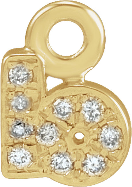 14K Yellow Petite Pavé™ .025 CTW Natural Diamond Initial B Dangle