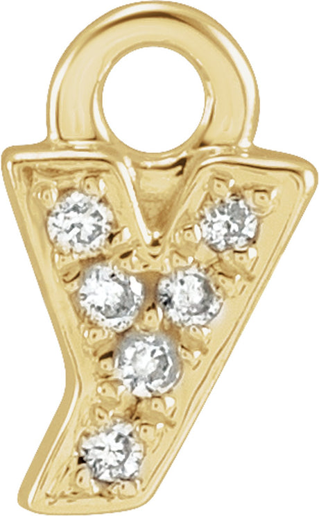 14K Yellow Petite Pavé™ .015 CTW Natural Diamond Initial Y Dangle