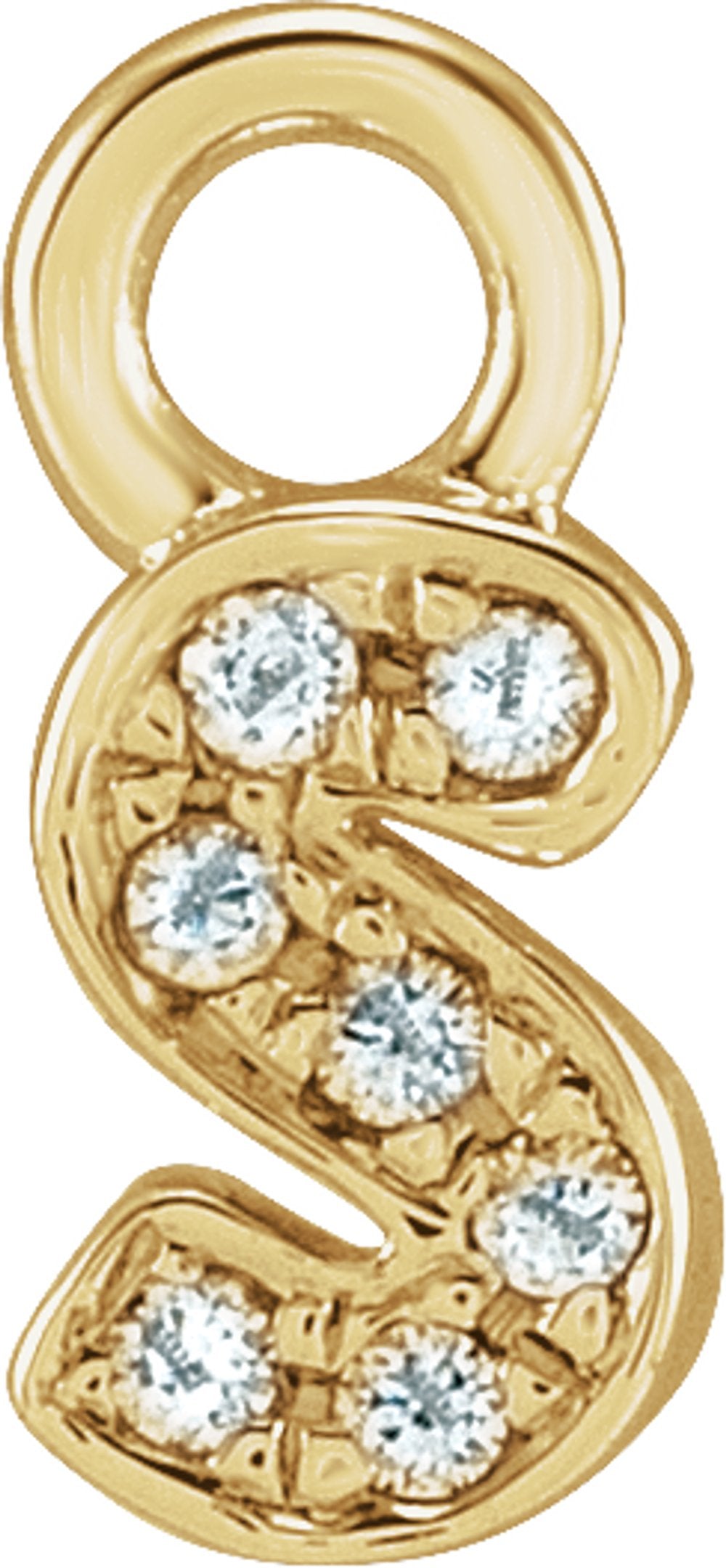 14K Yellow Petite Pavé™ .02 CTW Natural Diamond Initial S Dangle