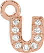 14K Rose Petite Pavé™ .02 CTW Natural Diamond Initial U Dangle