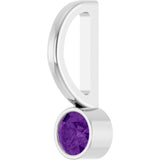 14K White Natural Amethyst Charm/Pendant