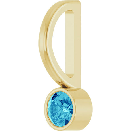 14K Yellow Natural Blue Zircon Charm/Pendant