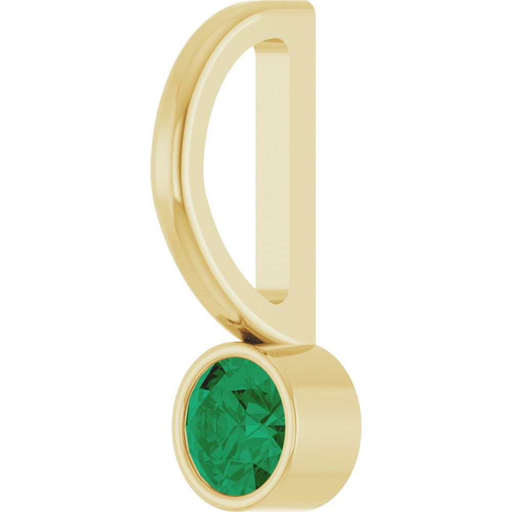 14K Yellow Lab-Grown Emerald Charm/Pendant