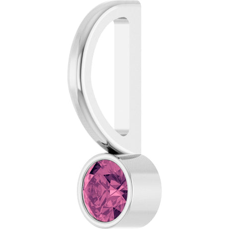 14K White Gold Natural Pink Tourmaline Charm/Pendant