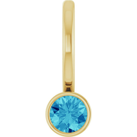 14K Yellow Gold Natural Blue Zircon Charm/Pendant