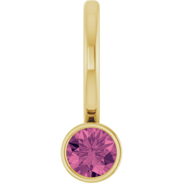 14K Yellow Natural Pink Tourmaline Charm/Pendant