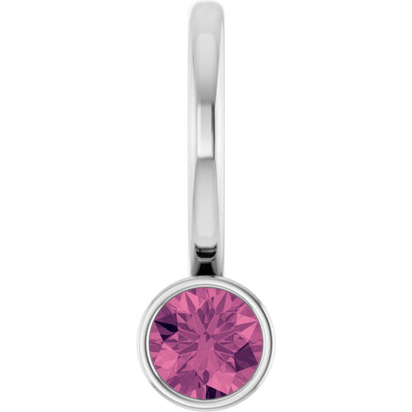 14K White Gold Natural Pink Tourmaline Charm/Pendant