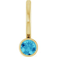 14K Yellow Natural Blue Zircon Charm/Pendant