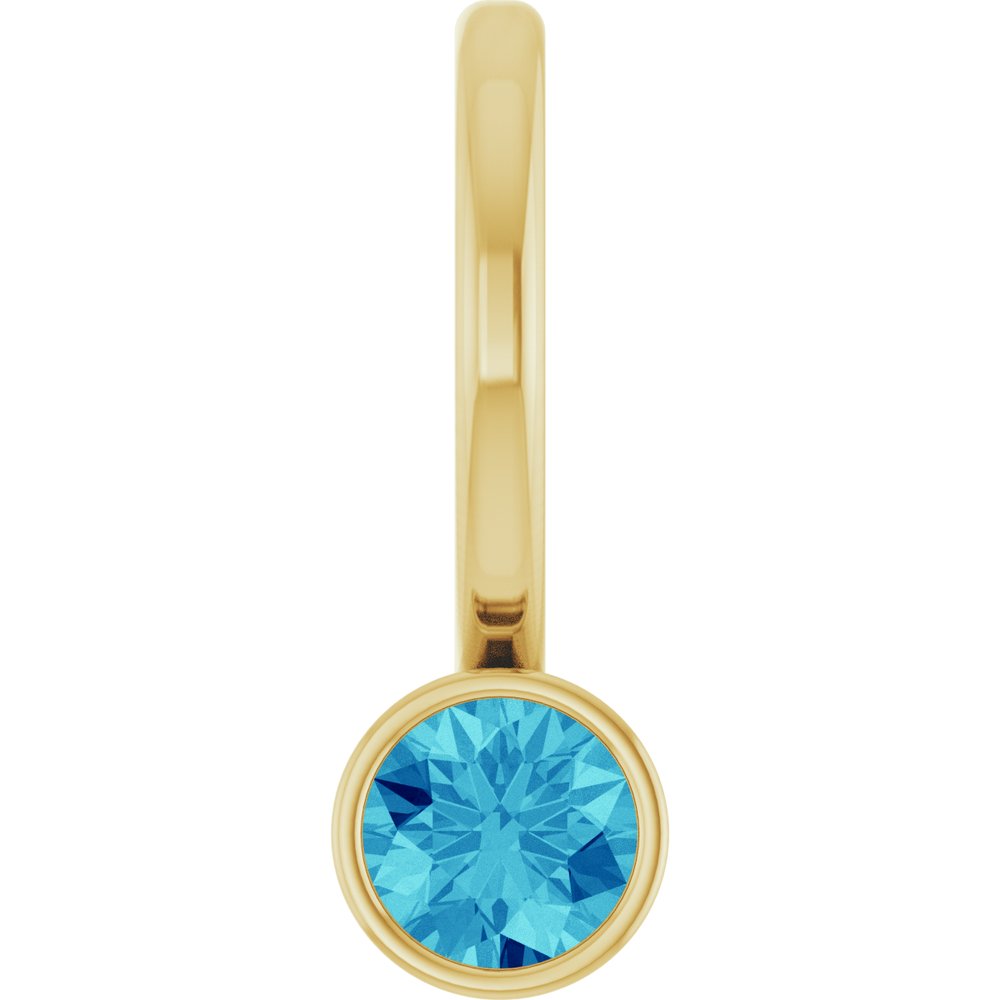 14K Yellow Gold Natural Blue Zircon Charm/Pendant