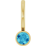 14K Yellow Gold Natural Blue Zircon Charm/Pendant
