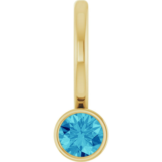 14K Yellow Gold Natural Blue Zircon Charm/Pendant