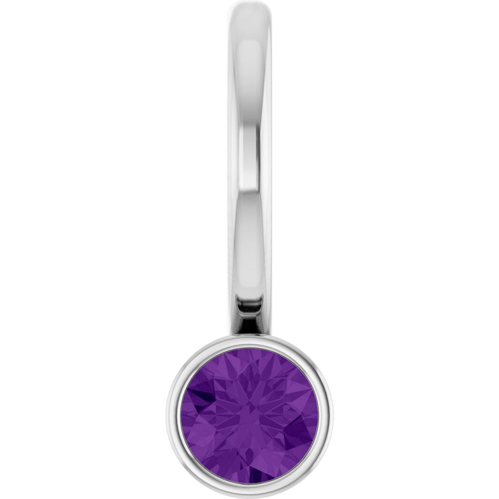 14K White Natural Amethyst Charm/Pendant