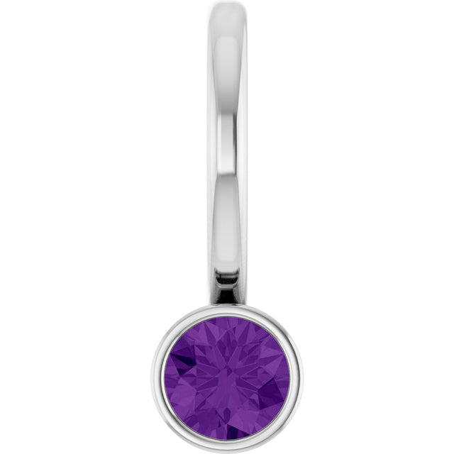 14K White Natural Amethyst Charm/Pendant