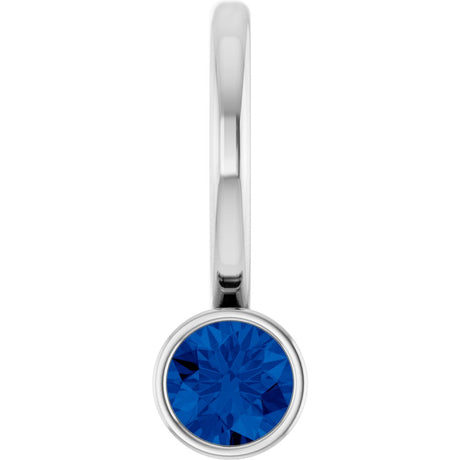 14K White Natural Blue Sapphire Charm/Pendant