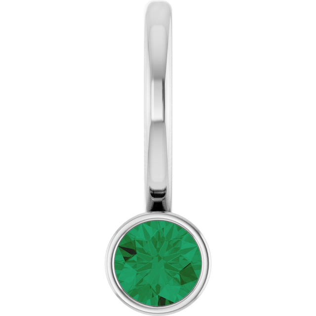 Sterling Silver Natural Emerald Charm/Pendant