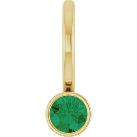 14K Yellow Gold Lab-Grown Emerald Charm/Pendant