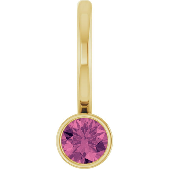 14K Yellow Gold Natural Pink Tourmaline Charm/Pendant
