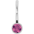 14K White Natural Pink Tourmaline Charm/Pendant