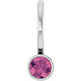 14K White Natural Pink Tourmaline Charm/Pendant