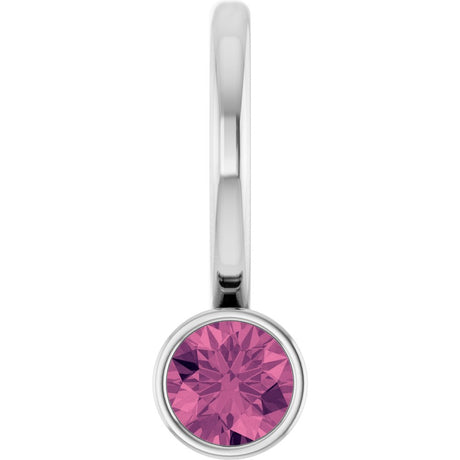 14K White Natural Pink Tourmaline Charm/Pendant