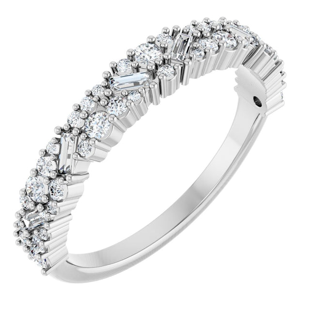 14K White 3/8 CTW Natural Diamond Scattered Stone Anniversary Band