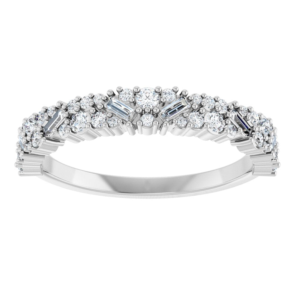 14K White 3/8 CTW Natural Diamond Scattered Stone Anniversary Band